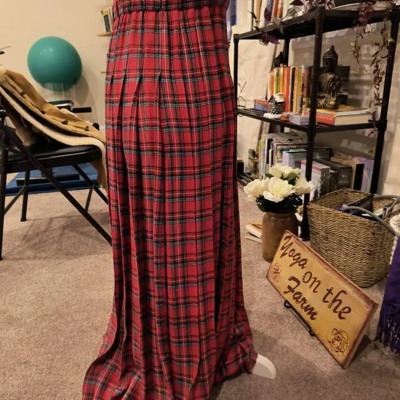 Women's Christmas Plaid Pleated Skirt M - Picture 2 of 2